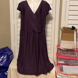 Chic Plum Midi Wrap Dress